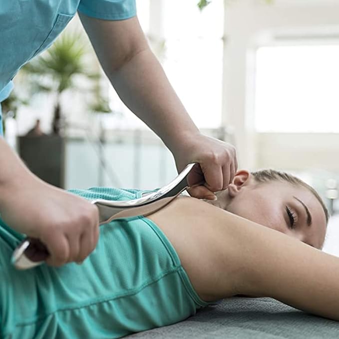 8pcs Stainless Steel Gua Sha Muscle Scraper Tool - IASTM Tool Set Great Soft Tissue Mobilization Tool- for Back, Neck, Arm, Leg, Shoulder and Whole Body Acupoints(Carry Bag)