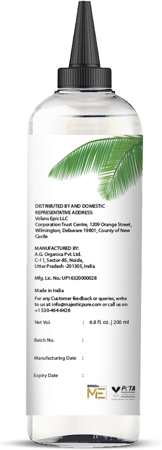 Majestic Pure Fractionated Coconut Oil - Relaxing Massage Oil, Liquid Carrier Oil for Diluting Essential Oils - Skin, Lip, Body & Hair Oil Moisturizer & Softener - 6.8 fl oz
