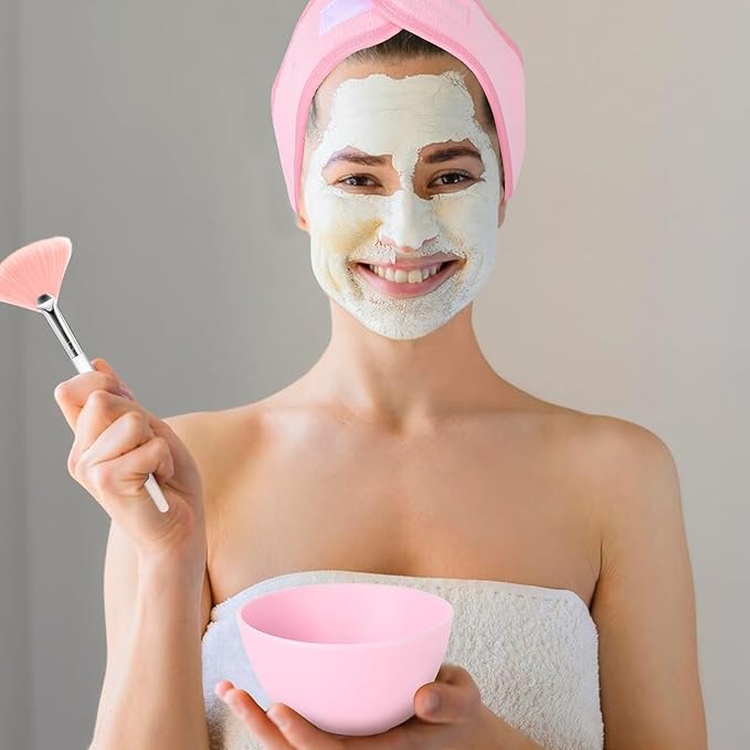 Esthetician Facial Supplies Set: 4 Silicone Bowls, 4 Headbands, 15 Compressed Sponges, 10 Spatulas, 4 Mask Fan Brushes