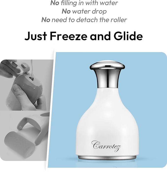 carrotez Ice Roller for Face and Eye Facial Massage Tool, Cooling and Rolling Women Skin Care Cooling for Relaxing and Relieve Fine Lines and Wrinkles and Reduce Puffiness (White)