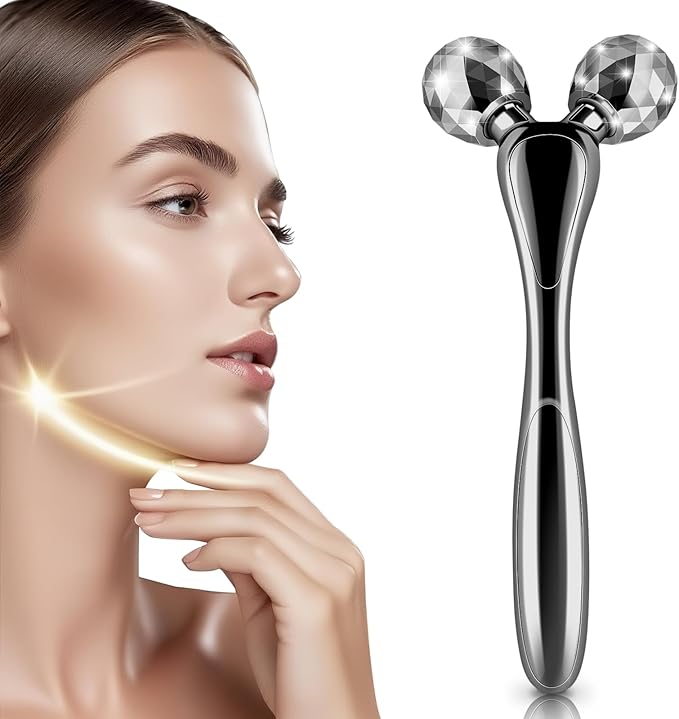 3D Facial Massager Rollers Lifting Massager, Skin Care Face Body Massager Firming Tools for Body Relaxation Massage, Kneading, Body Slimming and V-Shaped Face Lift, Anti-Wrinkle (Gunmetal)