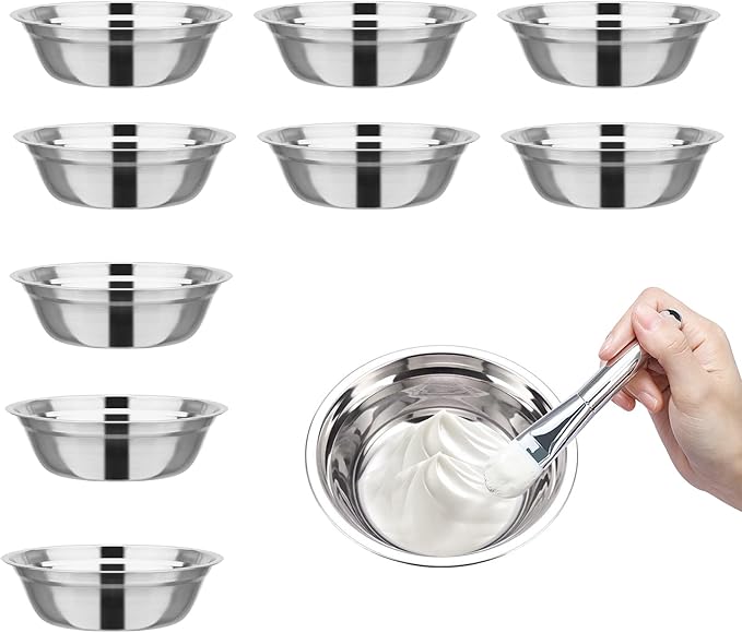 10 PCS DIY Face Mask Mixing Bowl, 6.18'' Stainless Steel Reusable Smooth Mask Stirring Containers for Lady Women Home Skincare, Beauty Treatments, Professional Beauty Salon Use, Easy to Clean