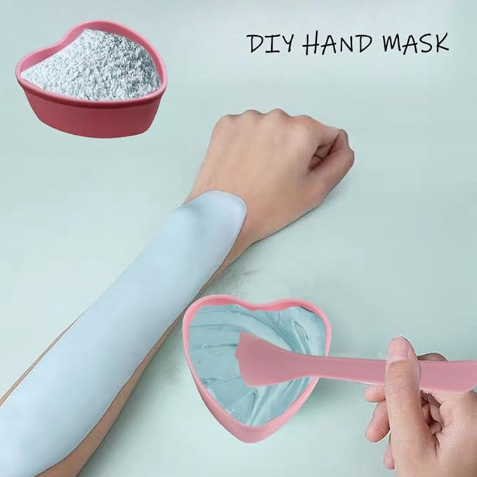 10 Pairs Pink Heart-shaped Plastic Facial Mask Mixing Bowls Set with Spatulas - DIY Skincare Mixing Tool Kit, Mud Masks, Home Salon, and Beauty Salon Use, Face Mask Applicator Tool(10Pcs)