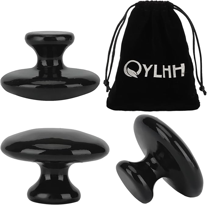 4 Pcs Mushroom Hot Massage Stones Set Natural Bian Warm Rocks Kit for Facial SPA5.5x3.5cm