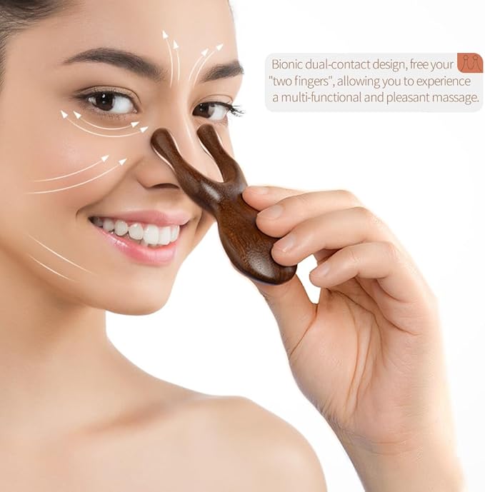 Wooden Gua Sha Facial Tools - Head Massager Sandalwood Wood Massage Tool for Face Nose Eye - Multifunctional Wood Therapy Massager Tools - Handheld Meridians Acupressure Tool - Gift for Women Men Mom