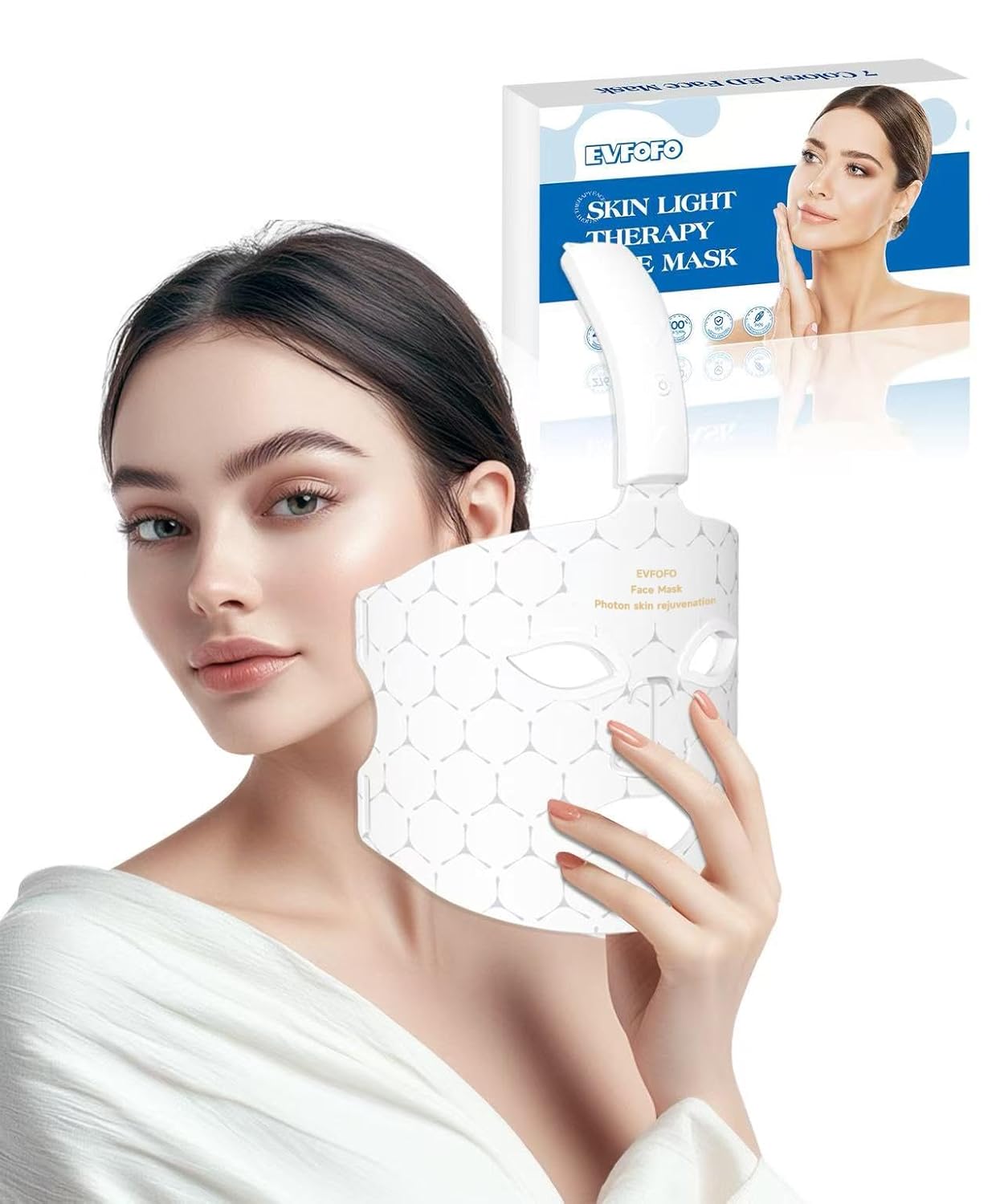 Red Light Photon Facial Mask with Wireless Rechargeable Design, 7 Custom Modes with Infrared, Portable & Rechargeable for Home Use