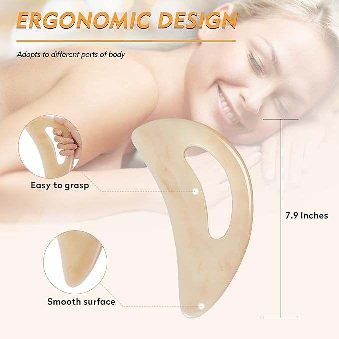 AICNLY Large gua sha Massage Tool, Lymphatic Drainage Massager,Muscle Scraping Massage Tools,Body Sculpting Anti Cellulite Tools for Man and Women (Bone)
