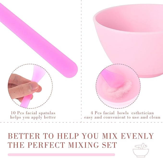 Esthetician Facial Supplies Set: 4 Silicone Bowls, 4 Headbands, 15 Compressed Sponges, 10 Spatulas, 4 Mask Fan Brushes