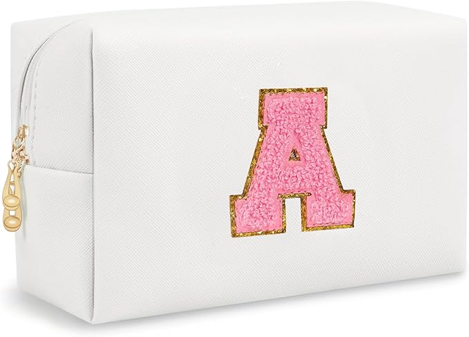 Preppy makeup bag, cute initial