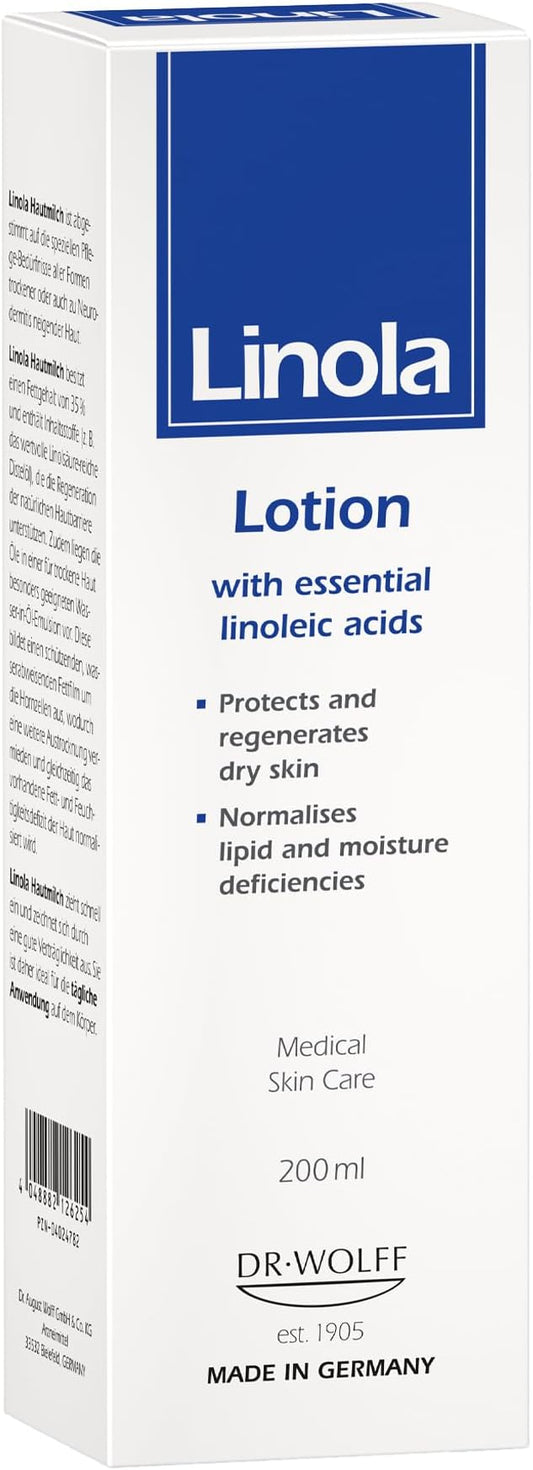 Lotion - Body Lotion with Essential Linoleic Acids - for the Daily Care of Dry & Stressed Skin - Protects & Regenerates Dry Skin - Made in Germany - Vegan - 200 ml (6.8 Fl Oz)