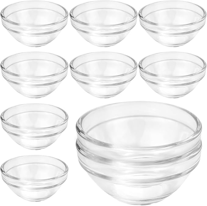 10 Pcs Glass Facial Mask Bowls, Essential Oil Bowl DIY Cosmetic Beauty Tool for Home Salon Spa Face Skin Applicator Bowl(Transparent)