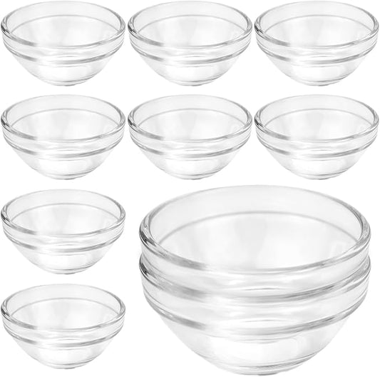 10 Pcs Glass Facial Mask Bowls, Essential Oil Bowl DIY Cosmetic Beauty Tool for Home Salon Spa Face Skin Applicator Bowl(Transparent)