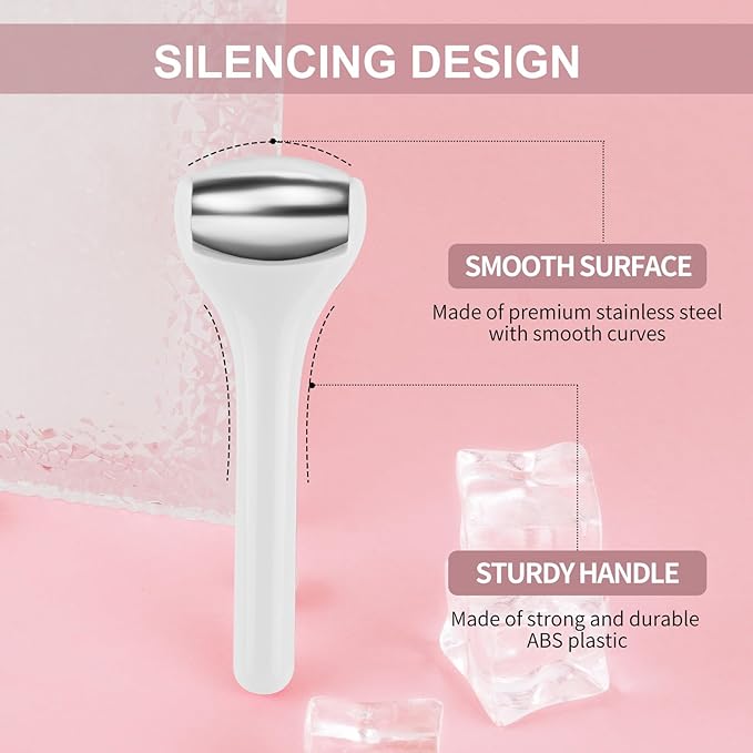 MAANGE Mini Eye & Face Rollers for Eye Massager, Stainless Steel Eye Ice Roller for Relief Puffiness Migraine Skincare Facial Roller (White)