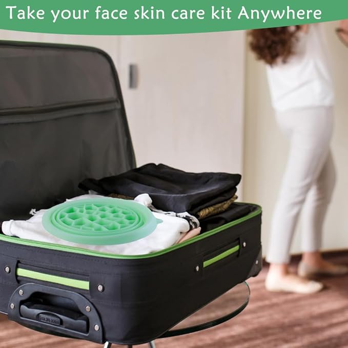 Foldable Face Ice Bath Bowl with headband Silicone Bowl with Built-in Icetray for Home Ice Water Facials Large Capacity Portable for Skin Tightening, Acne Relief & Anti-Inflammation（Green）