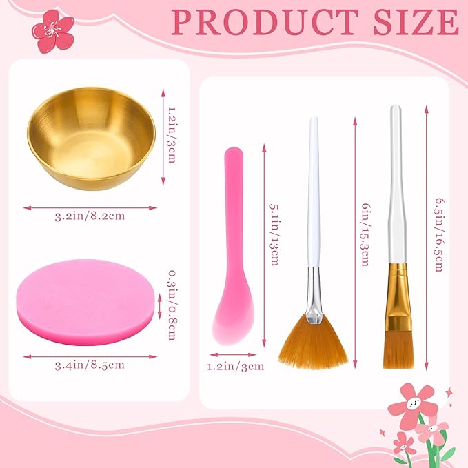 30 Pcs Esthetician Supplies for Facials Set 6 Gold Facial Bowls 6 Brushes 6 Flat Brushes 6 Spatula 6 Compressed Sponges Face Mask Cosmetic Applicators for Women Mask Mixing Tools Kit