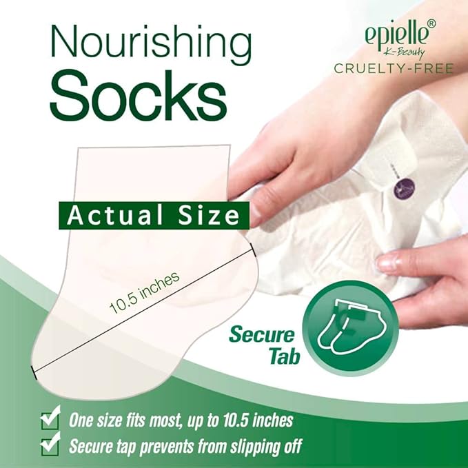 Epielle Nourishing Foot Masks 6 Pairs, Deep Moisturizing Socks for Dry Feet & Cracked Heels, Repair and Nourish with Hemp & Rosemary Extract, Foot Spa & Self Care Gifts for Women, Korean Skin Care