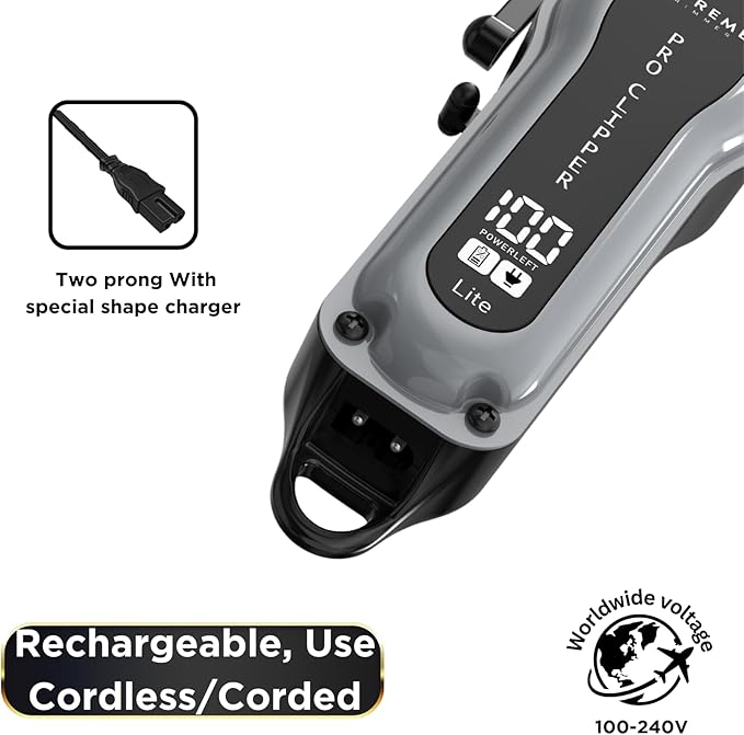 Supreme Trimmer Pro Clipper Lite | 210 Min Run Time Professional Hair Cutting Tool Set + Hair Comb, Scissors & Fade Blade | STC5000