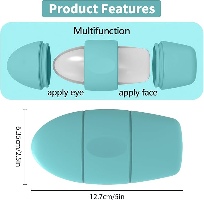 Ice Roller for Face and Eye Massager for Face, Eyes and Neck Naturally Conditioning and Skin Care,De-Puff Eye Bags,Reduce Migraine Pain,Reusable Massage Silicone Ice Mold (Green)