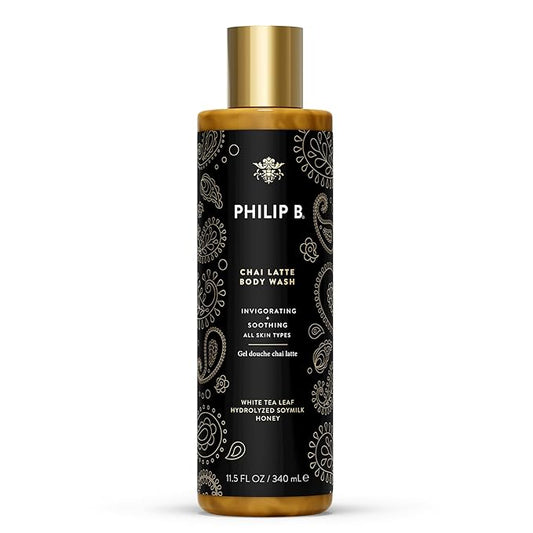 PHILIP B Chai Latte Body Wash 11.5 Fl Oz (340mL) - Invigorating + Soothing, Formulated with White Tea Leaf, Hydrolyzed Soymilk & Honey, for All Skin Types