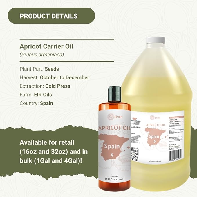 Nature Packaged Apricot Kernel Oil - Direct from Spain and Turkey - 100% Pure Carrier Oil for Hair, Face, and Skin - Cold-Pressed Carrier Oils (4 Gallons)