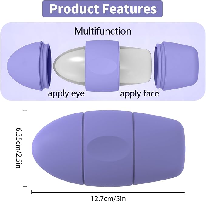 Ice Roller for Face and Eye Massager for Face, Eyes and Neck Naturally Conditioning and Skin Care,De-Puff Eye Bags,Reduce Migraine Pain,Reusable Massage Silicone Ice Mold (Purple)