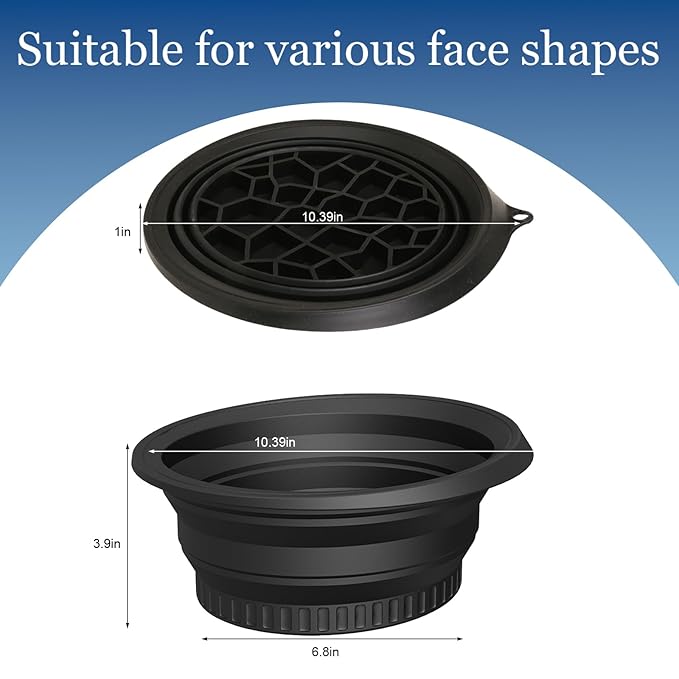 Face Bowl for Ice with Built-in Ice Tray – Collapsible Silicone Facial Ice Bath Bowl for Cold Plunge Therapy Skin Tightening Acne Relief – Portable Spa Tool for Home Black