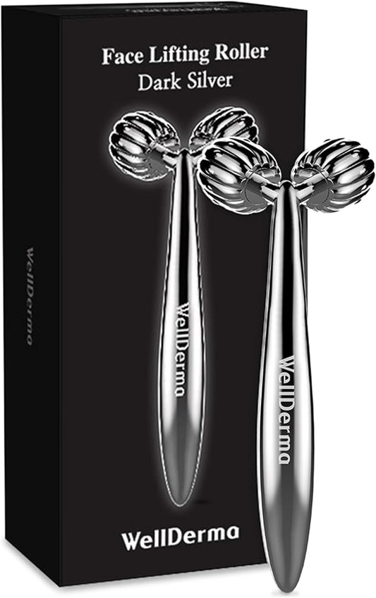 WellDerma Face Lifting Dark Silver Roller Ergonomic Lifting and V-Lines Massage Roller