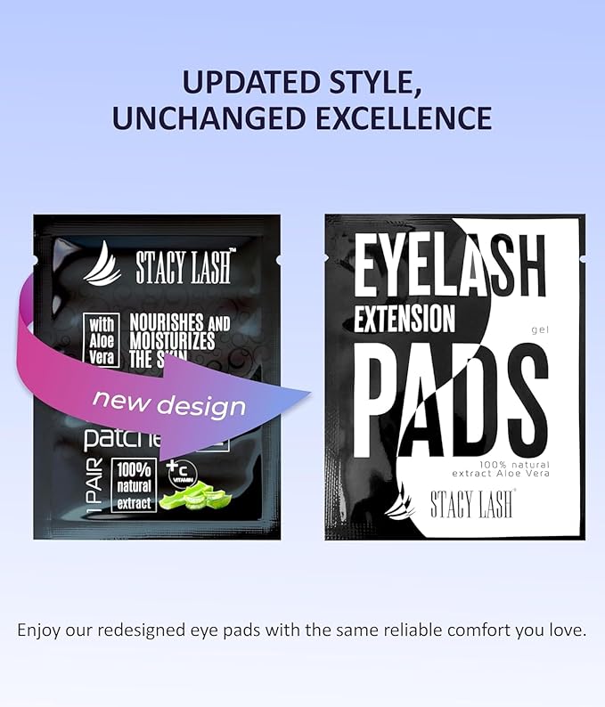 100 Pairs Set Premium Under Eye Gel Pads for Eyelash Extension - Lint Free Patches with Vitamin C and Aloe Vera by Stacy Lash supplies and Beauty tools - Hydrogel Eye Pads - Skin Moisturizes