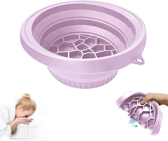 Ice Facial Folding Washbasin, Face Dunk Bowl Ice, Face Plunge Bowl, Silicone Facial Bowls Cold, for Home, Travel & Parties