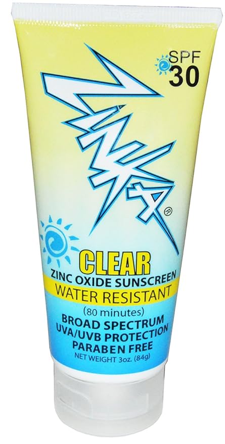 Zinka Clear Zinc Oxide Water Resistant SPF 30 Sunscreen Paraben Free 3 Ounce (Pack of 2)