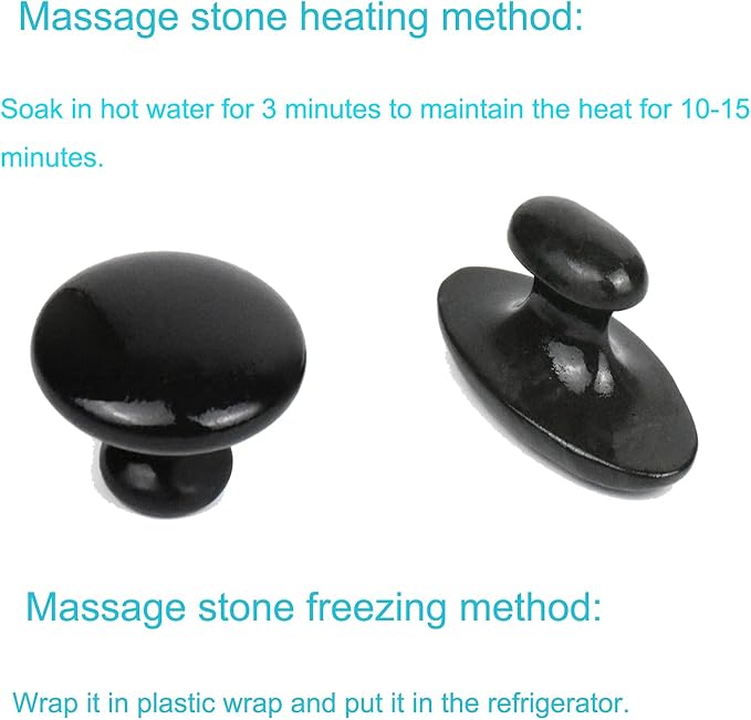 2 Pcs Long Mushroom Shaped Massage Stones Natural Bian Stone Hot Rock for Spa Massage Black