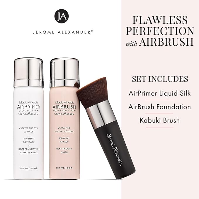 MagicMinerals AirBrush Foundation Set by Jerome Alexander – (Warm Beige)