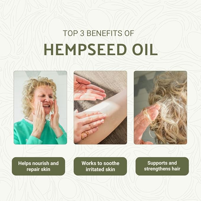 Hemp Seed Oil for Skin, Hair and Body Direct from Hemp Oil Canada - Cold Pressed Hemp Seed Oils - 16oz (Pack of 1)