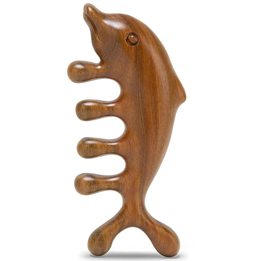 Wooden Scalp Massager Comb - Green Sandalwood Loc Comb for Hair Growth, Gua Sha for Women and Men