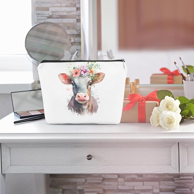 Floral farm animals cosmetic bag