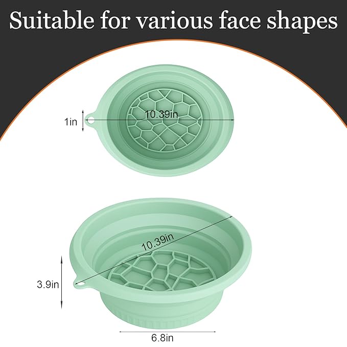 Face Bowl for Ice with Built-in Ice Tray – Collapsible Silicone Facial Ice Bath Bowl for Cold Plunge Therapy Skin Tightening Acne Relief – Portable Spa Tool for Home Green