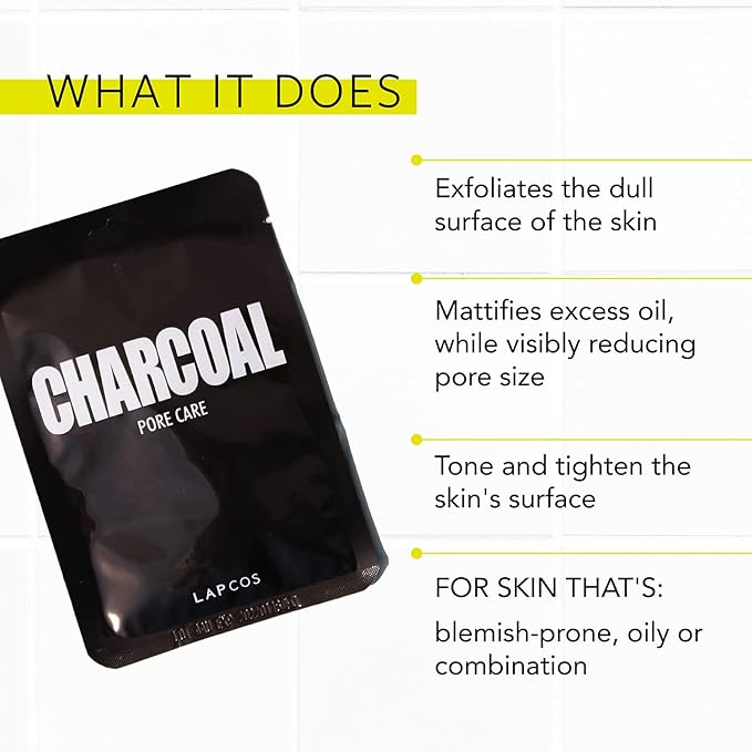 LAPCOS Charcoal Sheet Mask, Daily Face Tighten
