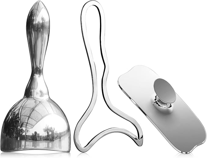 ONUEMP 3-in-1 Stainless Steel Therapy Massage Tool, Gua Sha Paddle & Swedish Cup & Mushroom Massager, Maderoterapia Kit Colombiana for Lymphatic Drainage, Cellulite Remover, Body Sculpting