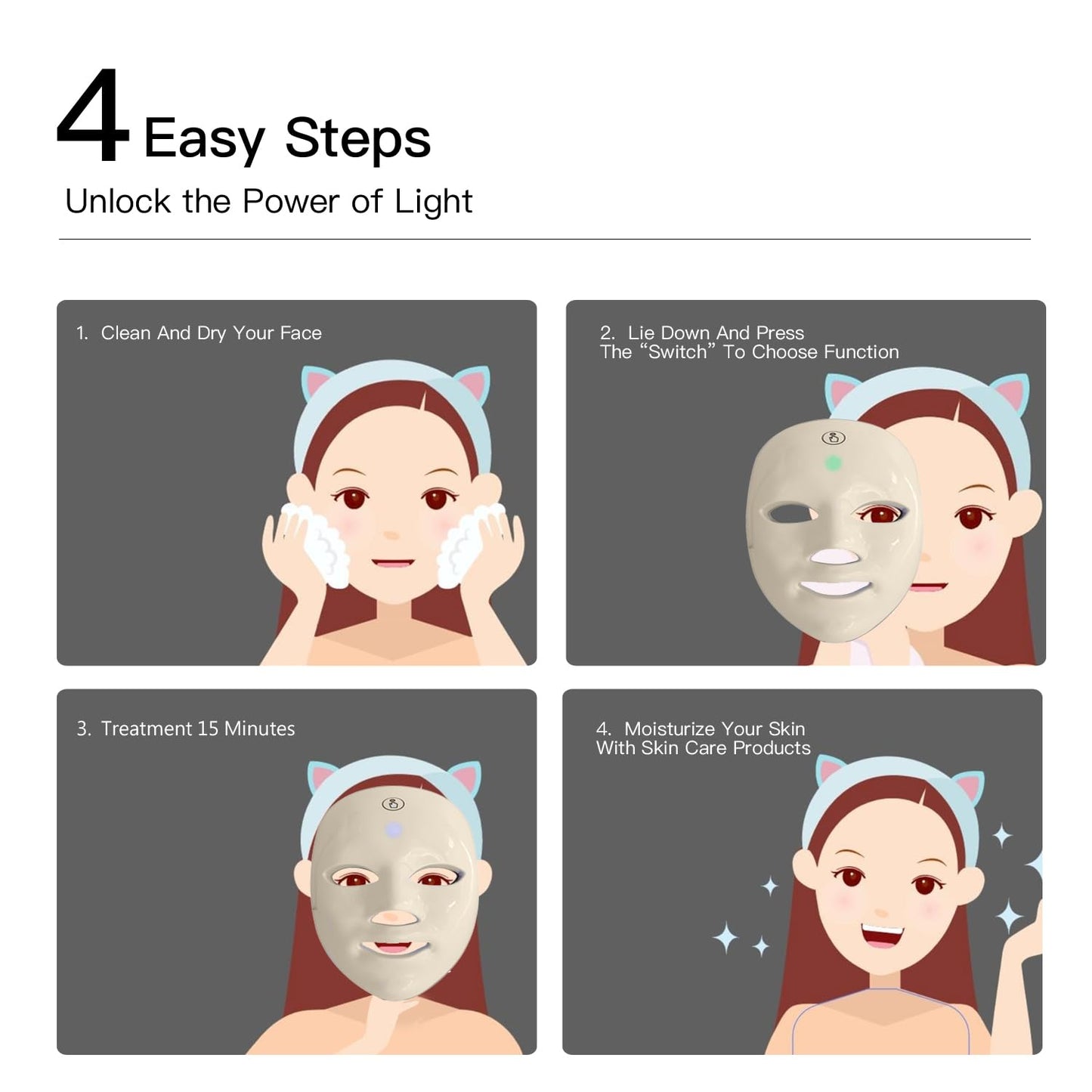 Red Light Therapy Mask for Face, Blue & Red LED Light Therapy Face Masks Skincare at Home, USB Rechargeable (Maize Yellow)