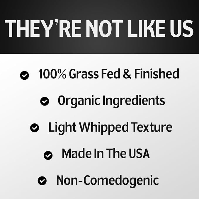 Whipped Beef Tallow and Honey Balm, 100% Grass Fed Beef Tallow Balm, Grass Finished Organic Beef Tallow for Skin, Face Wrinkles, Acne, No Fragrances, Made In USA Products Only, TikTok Trend Items