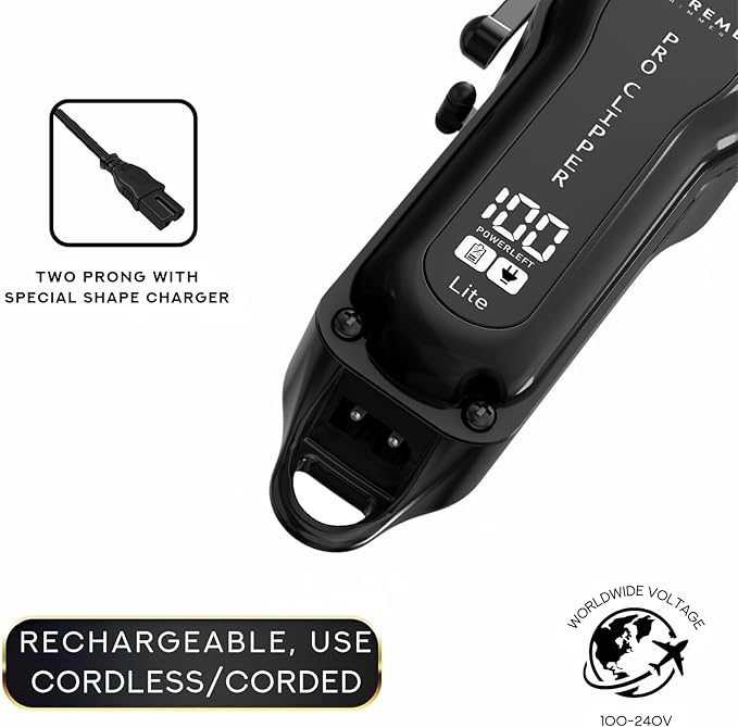 Supreme Trimmer Pro Clipper Lite | 210 Min Run Time Professional Hair Cutting Tool Set + Hair Comb, Scissors & Fade Blade | STC5000