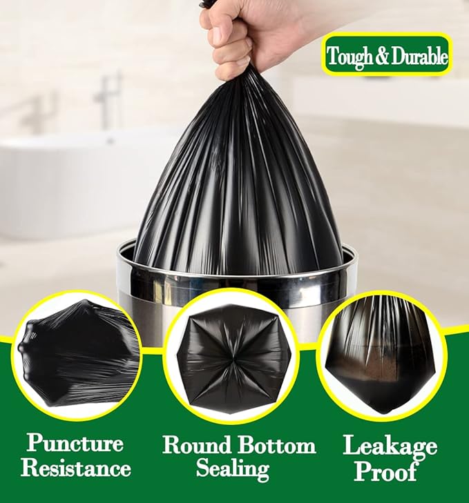 2 Gallon 120pcs Small black Trash Bags(Fit 1.8-2 Gal) Plastic black Garbage Bags,Bathroom Trash Can Bin Liners,Waste Basket Liner,Fit 6-8 Liter, 1.8 Gallon,2 Gallon (2-Black120)