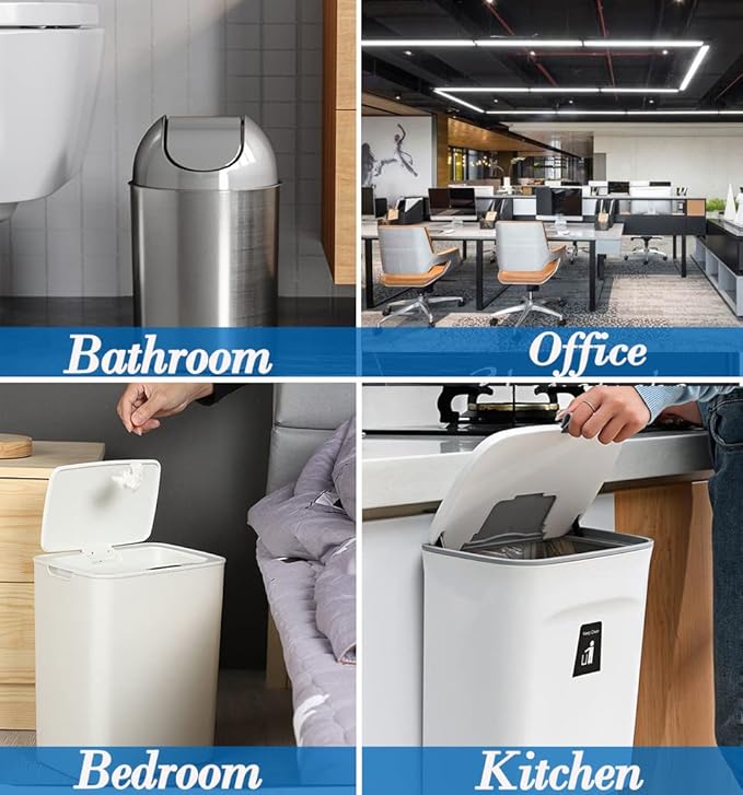 8 Gallon 60pcs Medium Clear Trash Bags Strong Clear Garbage Bags, Bathroom Trash Can Bin Liners, Plastic Bags for Office Home Kitchen, Waste Basket Liner, Fit 30 Liter, 7,8 Gal(8G60-Clear)