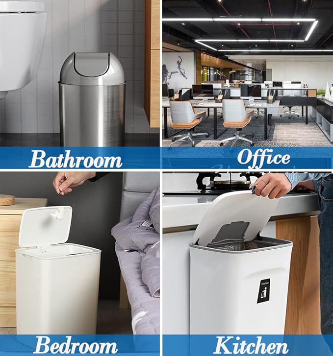 Hommaly 6-7 Gallon 90 pcs Small Clear Trash Bags Strong Clear Garbage Bags, Bathroom Trash Can Bin Liners, Plastic Bags for Office, Fit 6 gallon,7 gallon Waste Basket Liner 5,6,7 Gal(6-7G90-Clear)