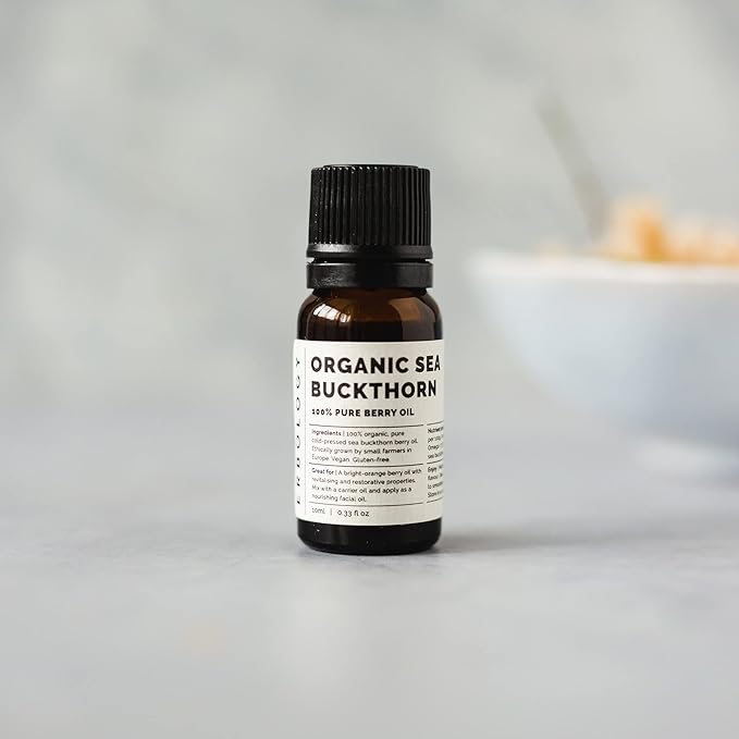 100% Organic Sea Buckthorn Oil 10ml - Cold-Pressed 50:1 - Premium Quality - Rich in Omega-7 and Beta-Carotene - Straight from Farm - Non-GMO - No Additives or Preservatives - Recyclable Glass Bottle