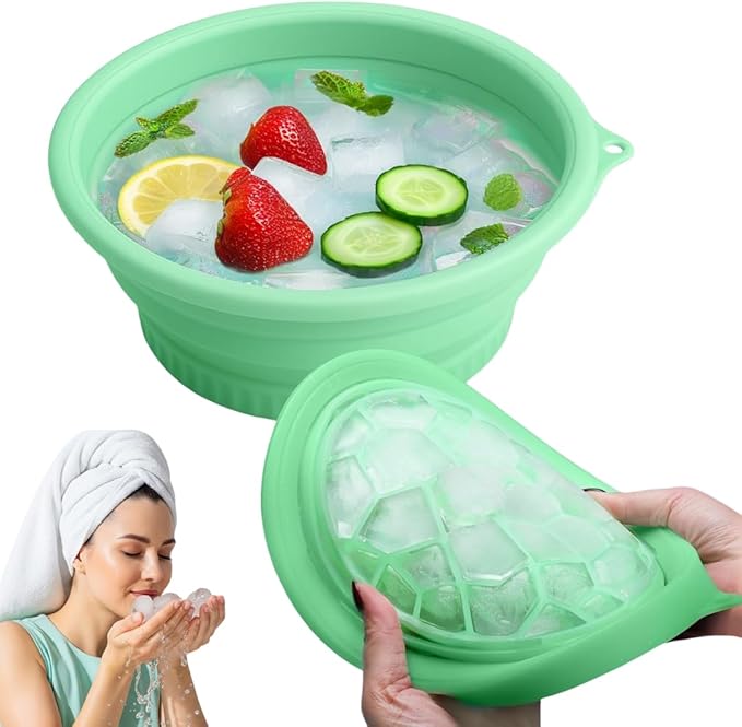 Silicone Ice Basin Face Tub for Ice Bath | Foldable Silicone Facial Bowl with Built-in Ice Tray | Face Plunge Ice Bowl | Spa Gifts for Women