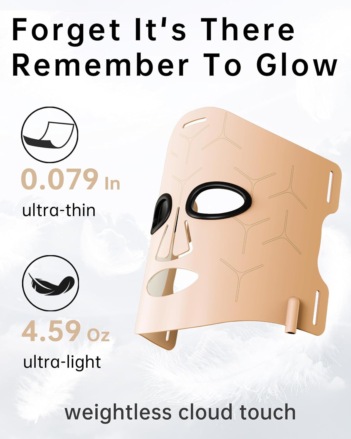 Infrared Red Light Therapy Mask: High Power Facial Skincare Device for Glowing Skin – Ultra-Thin 1.8mm 4.6oz, 830nm 633nm 590nm, Red Light Therapy for face Luxury Gift- Golden Windmill