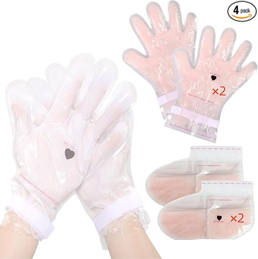 Paraffin Treatment Gloves, Paraffin Wax Gloves, Healing Softening Skin Wax Caring Treatment Mask for Hand Feet, 2 Pair Paraffin Waxing Hand Gloves & 2 Pair Paraffin Wax Foot Covers,Rose