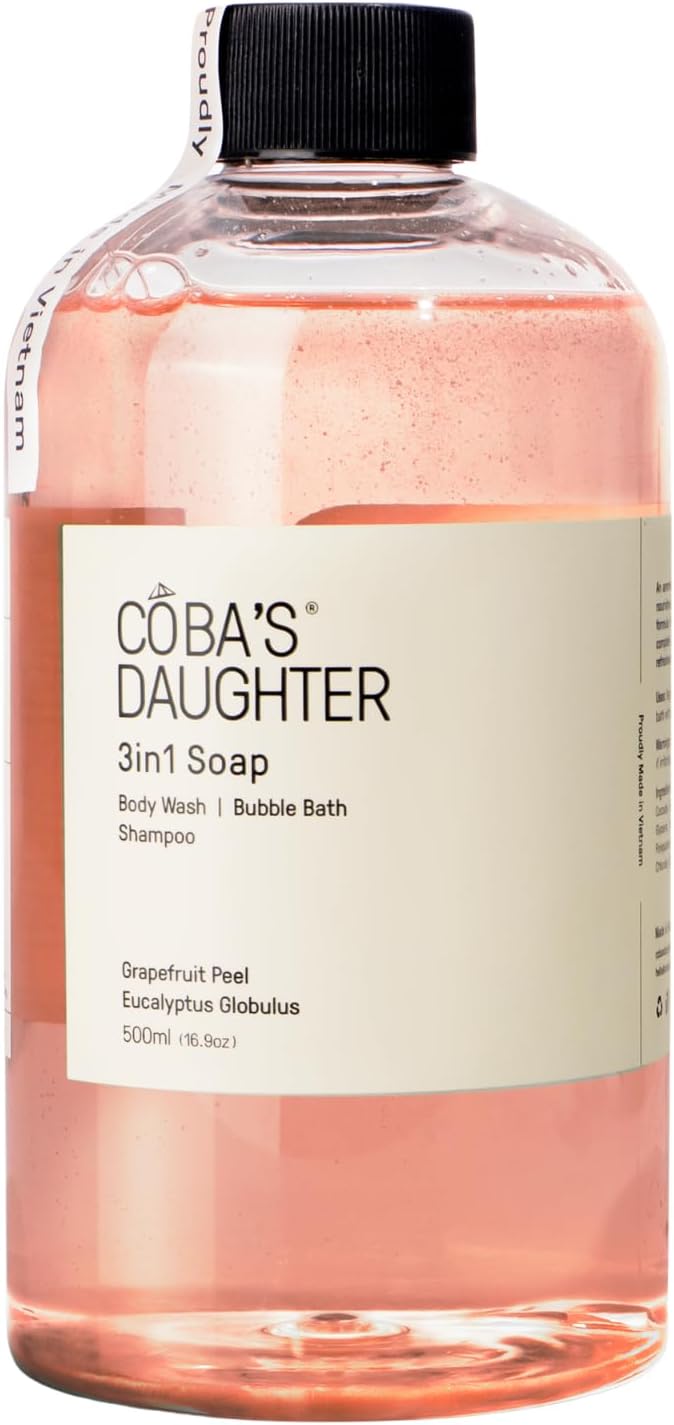 COBA'S DAUGHTER Grapefruit Peel & Eucalyptus Globulus 3-in-1 Soap | Body Wash, Bubble Bath, Shampoo | Cleanse, Nourish & Soften Skin with Inulin & Seaweed Extract | (16.9oz)