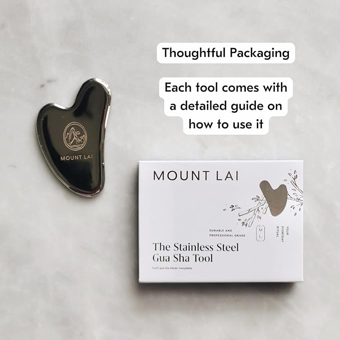 Mount Lai Stainless Steel Gua Sha Facial Tool – The Element of Refinement – Professional Grade Steel Face Sculpting Tool for Lymphatic Drainage, Puffiness Reduction & Refined Results